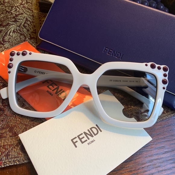 Authentic FENDI 52 Butterfly crystals acetate sunglasses - Picture 2 of 14